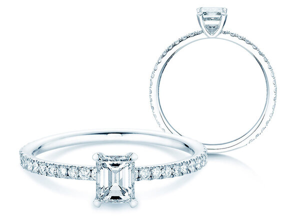 Verlobungsring Elaine in 14K Weißgold mit Diamanten 0,86ct G/VS