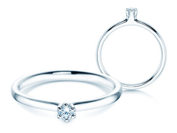 Verlobungsring Classic 6 in Silber 925/- mit Diamant 0,05ct H/SI