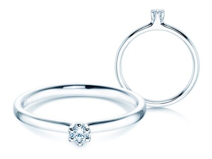 Verlobungsring Classic 6 in 14K Weißgold mit Diamant 0,05ct H/SI