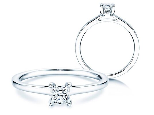 Verlobungsring Princess in 14K Weißgold mit Diamant 0,35ct G/SI