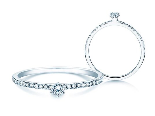 Verlobungsring Classic Pavé in 18K Weißgold mit Diamanten 0,30ct G/SI