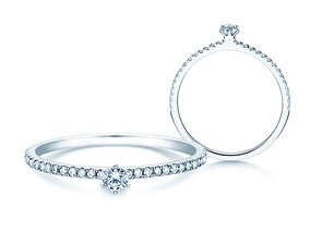 Verlobungsring Classic Pavé in Platin 950/- mit Diamanten 0,40ct G/SI