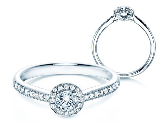 Verlobungsring Halo Petite in 18K Weißgold mit Diamanten 0,50ct G/SI