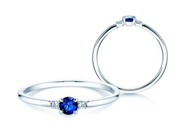 Verlobungsring Vivid Petite in 9K Weißgold mit Saphir 0,08ct und Diamanten 0,02ct