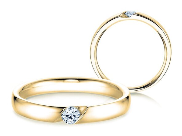 Verlobungsring Italic in 14K Gelbgold mit Labordiamant 0,15ct E/VS