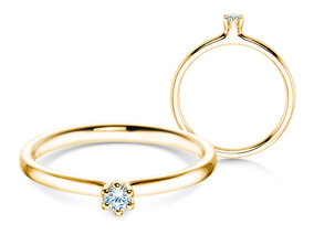 Verlobungsring Classic 6 in 9K Gelbgold mit Diamant 0,05ct G/SI