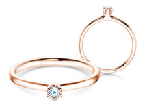 Verlobungsring Classic 6 in 9K Roségold mit Diamant 0,05ct G/SI