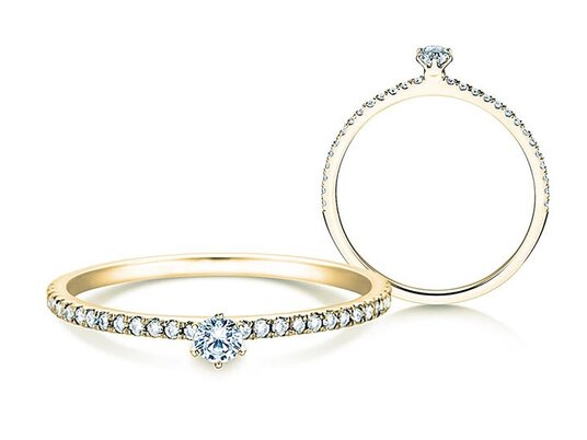 Verlobungsring Classic Pavé in 14K Gelbgold mit Diamanten 0,50ct G/SI
