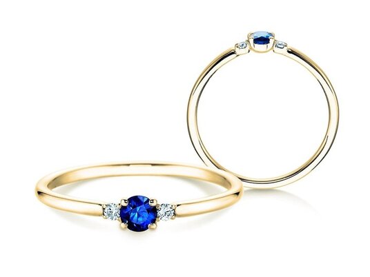 Verlobungsring Vivid Petite in 14K Gelbgold mit Saphir 0,08ct und Diamanten 0,02ct