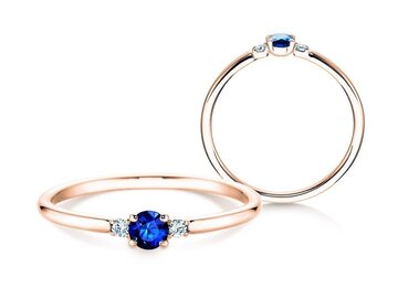 Verlobungsring Vivid Petite in 9K Weißgold mit Saphir 0,08ct und Diamanten 0,02ct