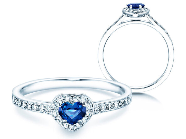 Verlobungsring Heart Saphir in Platin