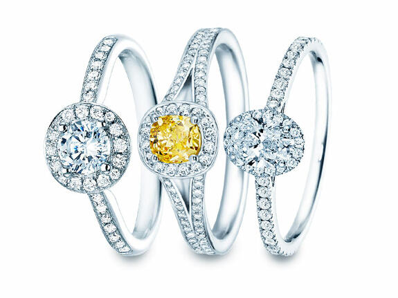 Halo-Ringe mit Diamant und glitzerndem Pavé