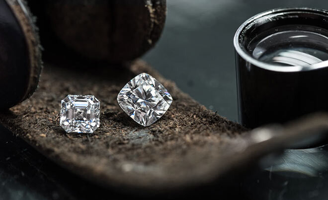 Größere Diamanten, Edelstein und Fassung