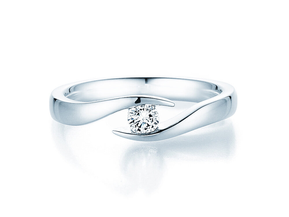 Verlobungsring Twist in Silber 925/- mit Labordiamant 0,15ct D/IF