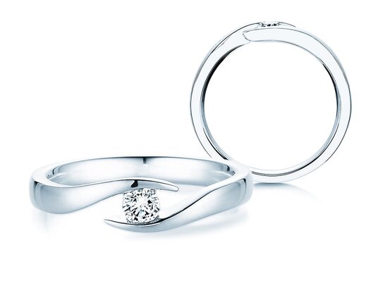 Verlobungsring Twist in 14K Weißgold mit Labordiamant 0,15ct E/VS