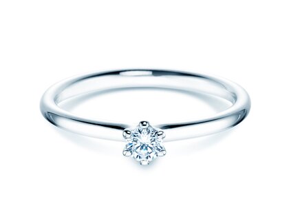 Verlobungsring Classic 6 in 9K Weißgold mit Labordiamant 0,15ct E/VS