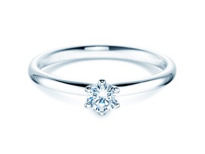 Verlobungsring Classic 6 in 9K Weißgold mit Diamant 0,25ct H/SI