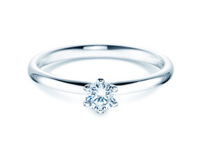 Verlobungsring Classic 6 in 9K Weißgold mit Diamant 0,25ct H/SI