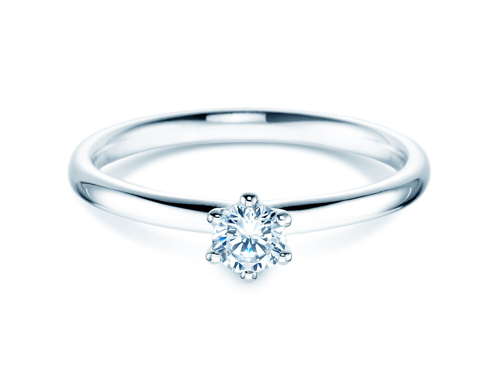 Verlobungsring Classic 6 in 18K Weißgold mit Diamant 0,25ct G/SI