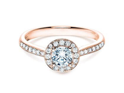 Verlobungsring Halo Classic in 18K Roségold mit Diamanten 0,78ct G/SI