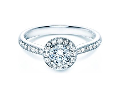 Verlobungsring Halo Classic in 18K Weißgold mit Diamanten 0,78ct G/SI