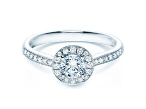 Verlobungsring Halo Classic in 18K Weißgold mit Diamanten 0,78ct G/SI