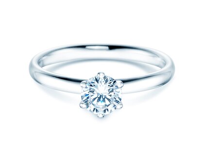Verlobungsring Classic 6 in 18K Weißgold mit Diamant 0,60ct H/SI