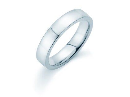 Herrenring Modern 4,5mm in 14K Weißgold poliert