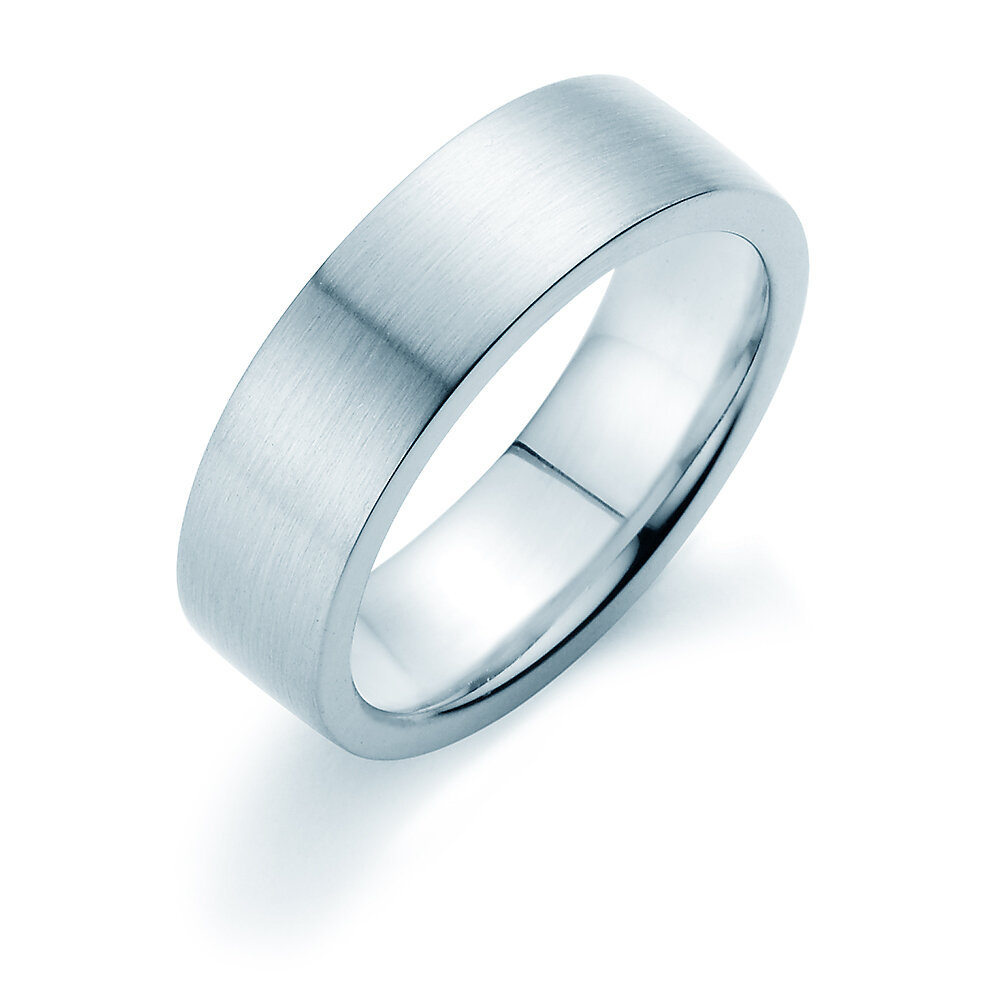 Herrenring Modern 7mm in 14K Weißgold matt