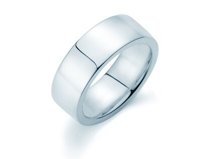 Herrenring Modern 8mm in 14K Weißgold poliert