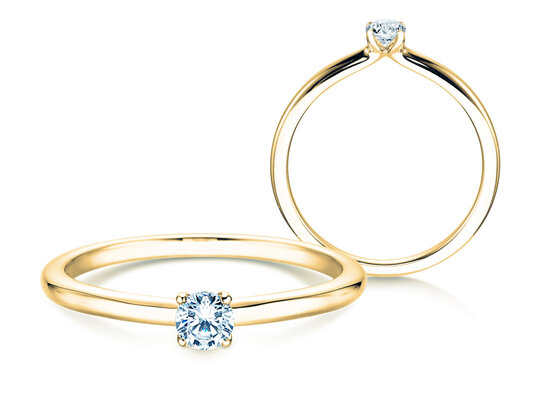 Verlobungsring Classic 4 in 14K Gelbgold mit Diamant 0,15ct H/SI