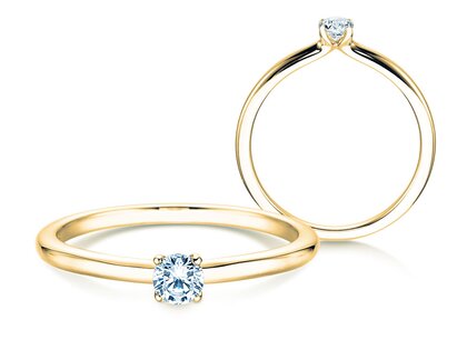 Verlobungsring Classic 4 in 14K Gelbgold mit Diamant 0,15ct H/SI