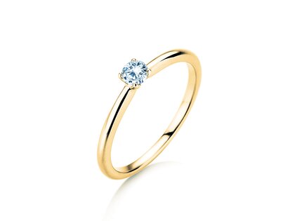 Verlobungsring Classic 4 in 14K Gelbgold mit Diamant 0,15ct H/SI