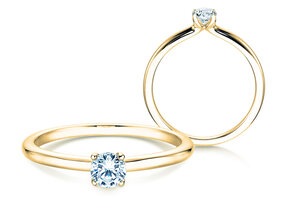Verlobungsring Classic 4 in 9K Gelbgold mit Diamant 0,20ct G/SI