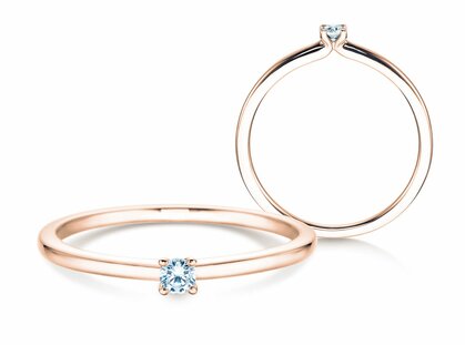 Verlobungsring Classic 4 in 9K Roségold mit Diamant 0,05ct H/SI