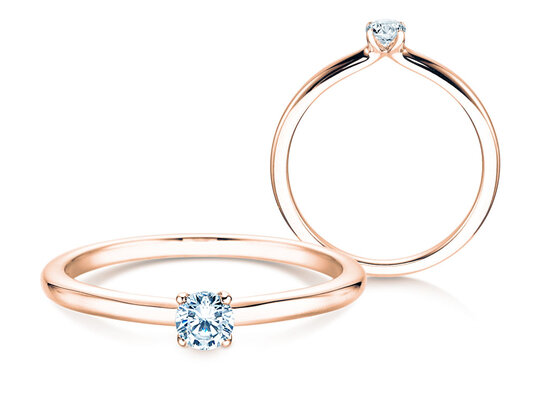 Verlobungsring Classic 4 in 18K Roségold mit Diamant 0,15ct G/VS
