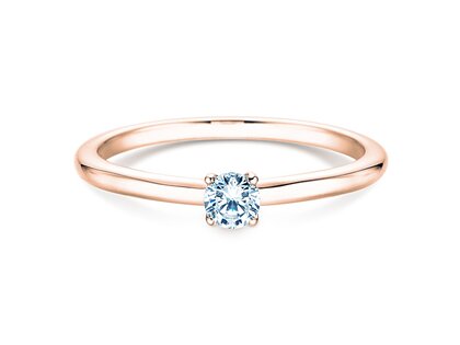 Verlobungsring Classic 4 in 9K Roségold mit Diamant 0,15ct H/SI