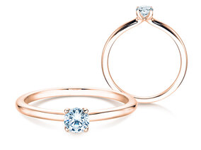 Verlobungsring Classic 4 in 9K Roségold mit Diamant 0,20ct G/SI