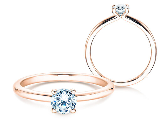Verlobungsring Classic 4 in 18K Roségold mit Diamant 0,40ct H/SI