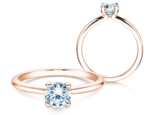 Verlobungsring Classic 4 in 18K Roségold mit Diamant 0,60ct H/SI
