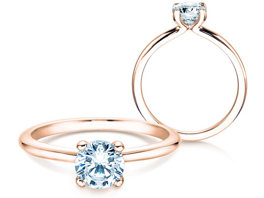 Verlobungsring Classic 4 in 18K Roségold mit Diamant 0,75ct G/IF