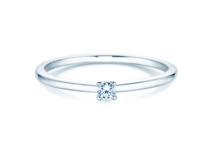 Verlobungsring Classic 4 in 14K Weißgold mit Diamant 0,05ct H/SI