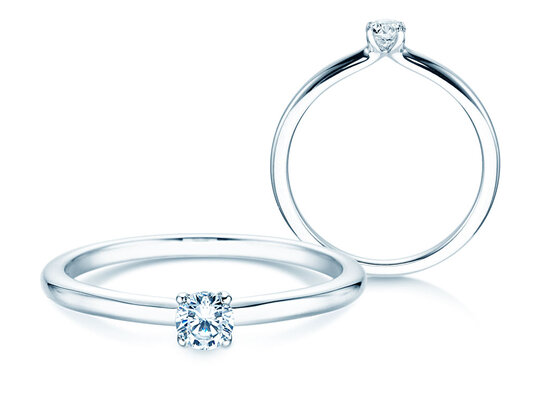 Verlobungsring Classic 4 in 14K Weißgold mit Diamant 0,15ct H/SI