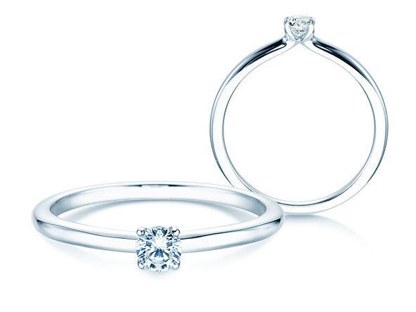 Verlobungsring Classic 4 in Silber 925/- mit Diamant 0,15ct H/SI