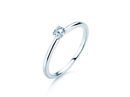 Verlobungsring Classic 4 in Silber 925/- mit Diamant 0,15ct H/SI