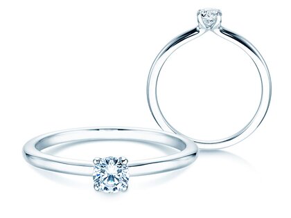 Verlobungsring Classic 4 in 9K Weißgold mit Diamant 0,20ct H/SI