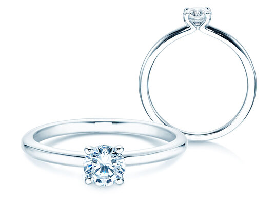 Verlobungsring Classic 4 in 14K Weißgold mit Diamant 0,40ct H/SI