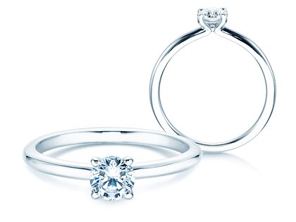 Verlobungsring Classic 4 in 14K Weißgold mit Diamant 0,40ct H/SI