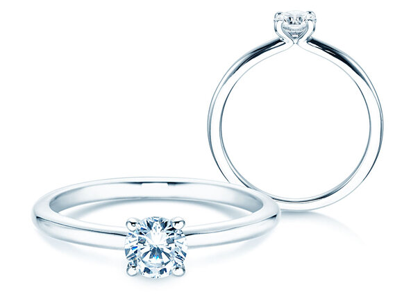 Verlobungsring Classic 4 in 14K Weißgold mit Diamant 0,40ct H/SI