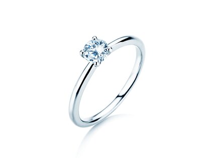 Verlobungsring Classic 4 in 14K Weißgold mit Diamant 0,40ct H/SI